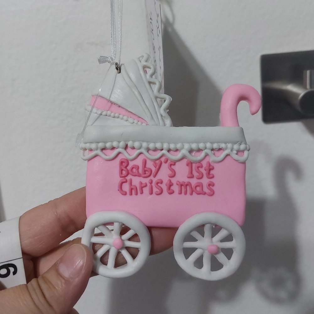 Jingles & Joy Babys First Christmas Ornament Pink Little Princess Carriage